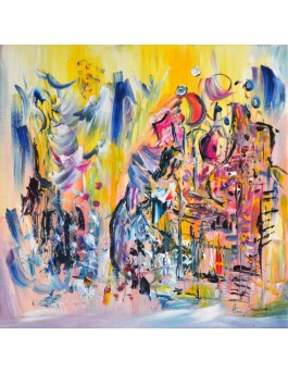 Ice cream Town - Peinture abstraite multicolore