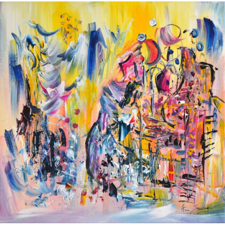 Ice cream Town - Peinture abstraite multicolore