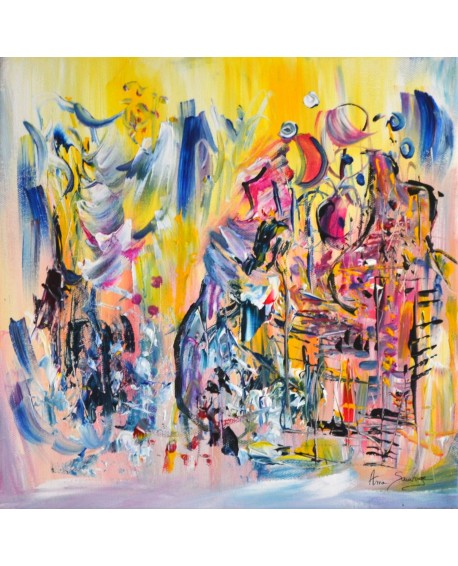 Ice cream Town - Peinture abstraite multicolore