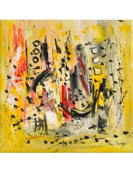 l'attente paisible - Tableau abstrait jaune 