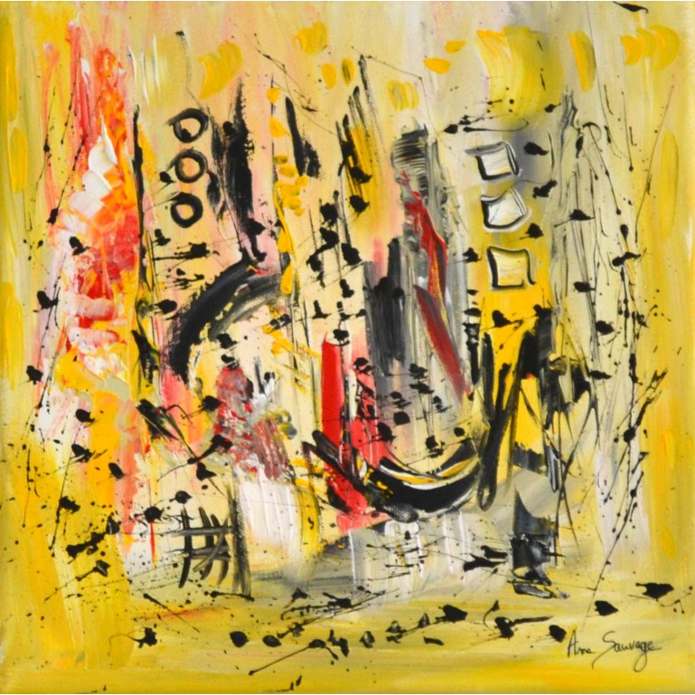 l'attente paisible - Tableau abstrait jaune 