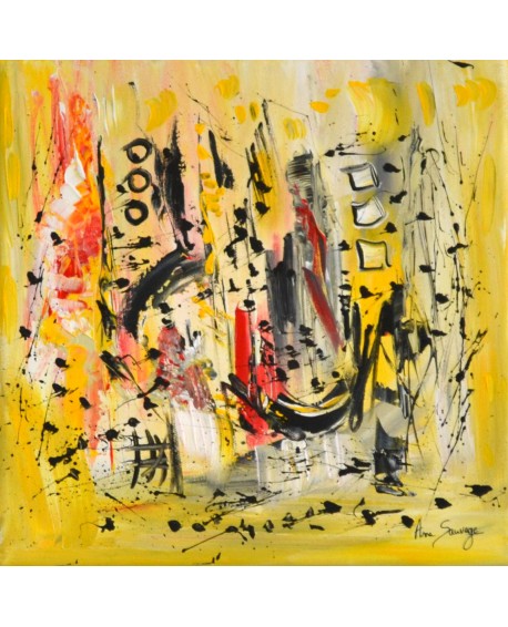 l'attente paisible - Tableau abstrait jaune 