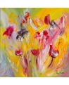 L'oiseau papillon - Peinture abstraite fleurs