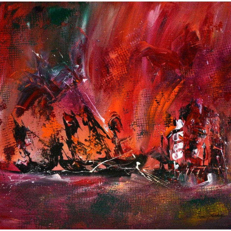 Tableau abstrait rouge
