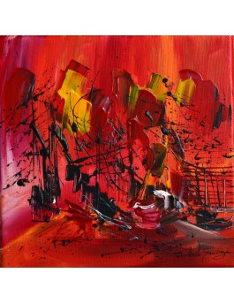 Chaleur d'été - Tableau abstrait rouge