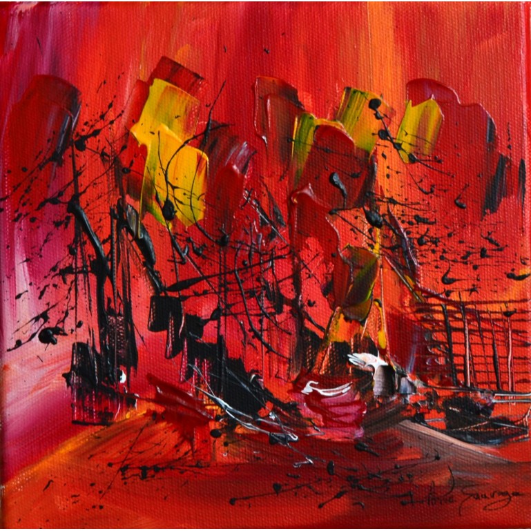 Chaleur d'été - Tableau abstrait rouge