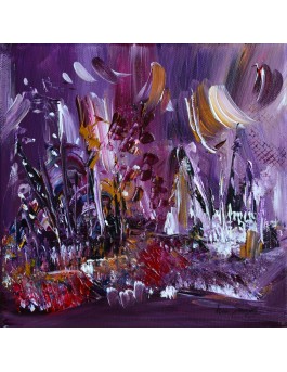 Tableau abstrait violet mauve