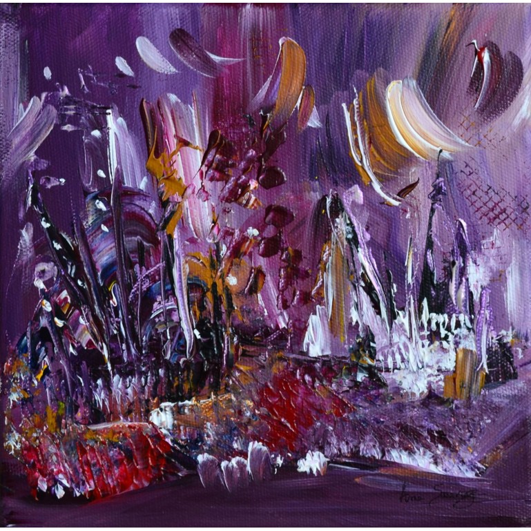 Tableau abstrait violet mauve