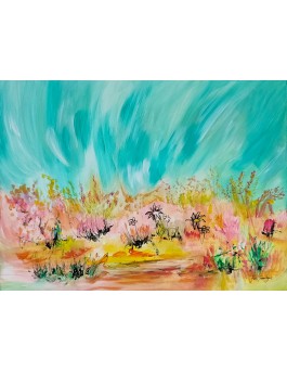 tableau abstrait coloré de fleurs