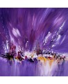 tableau abstrait violet blanc or