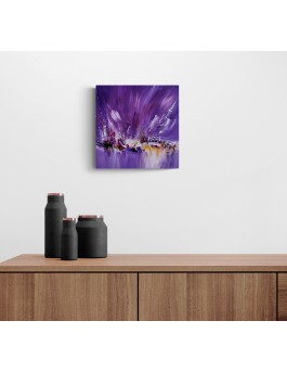 tableau abstrait violet blanc or moderne