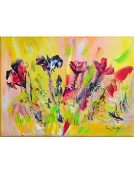 Peinture abstraite fleurs écloses