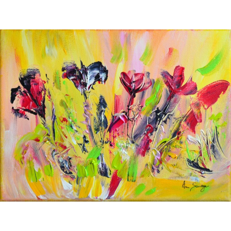 Peinture abstraite fleurs écloses