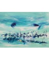 tableau abstrait bleu et vert d'eau