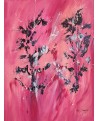 tableau abstrait vertical rose