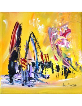 Temps calme - Peinture abstraite jaune