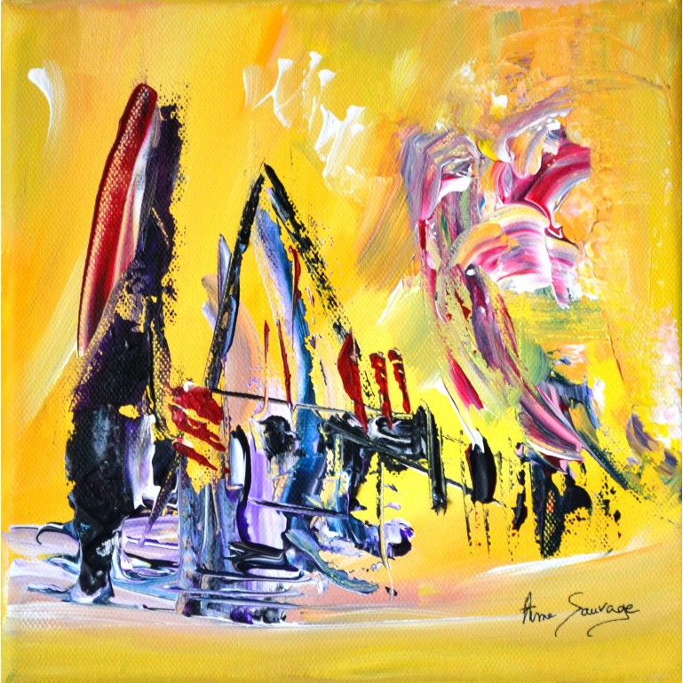 Temps calme - Peinture abstraite jaune