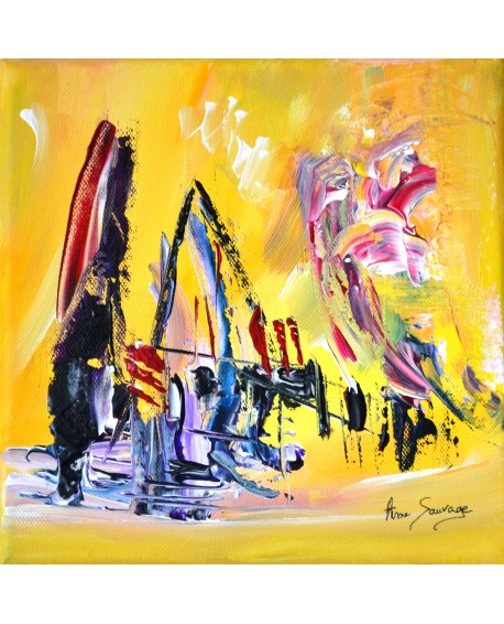 Temps calme - Peinture abstraite jaune