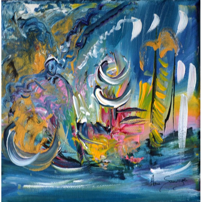 Tableau abstrait bleu