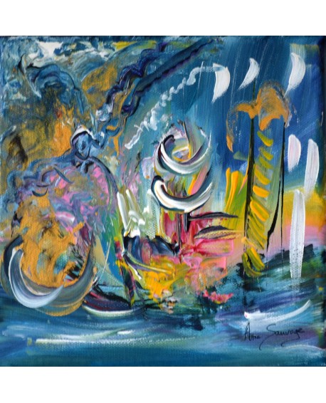 Tableau abstrait bleu