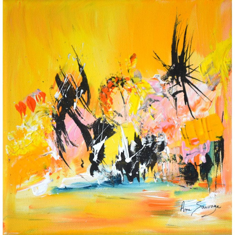 Peinture abstraite jaune 
