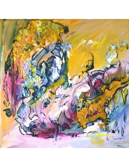 Peinture abstraite colorée sur toile