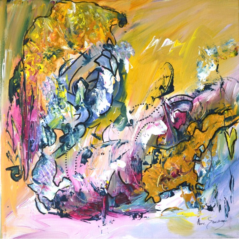 Peinture abstraite colorée sur toile