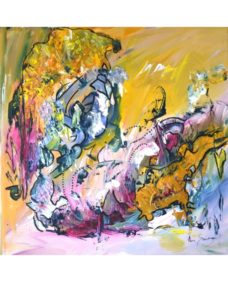 Peinture abstraite colorée sur toile