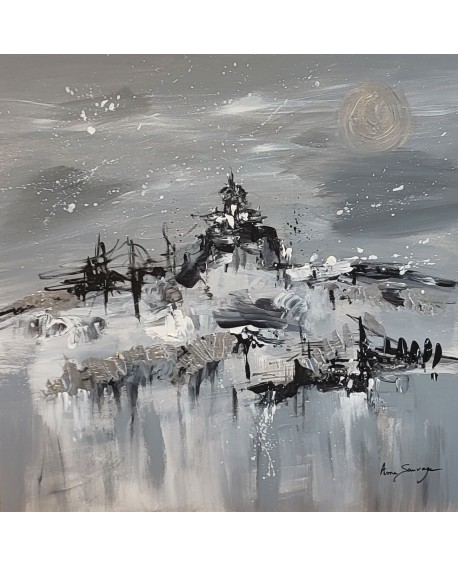tableau abstrait gris noir blanc