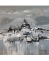 tableau abstrait gris noir blanc