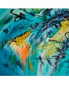 tableau abstrait bleu et jaune