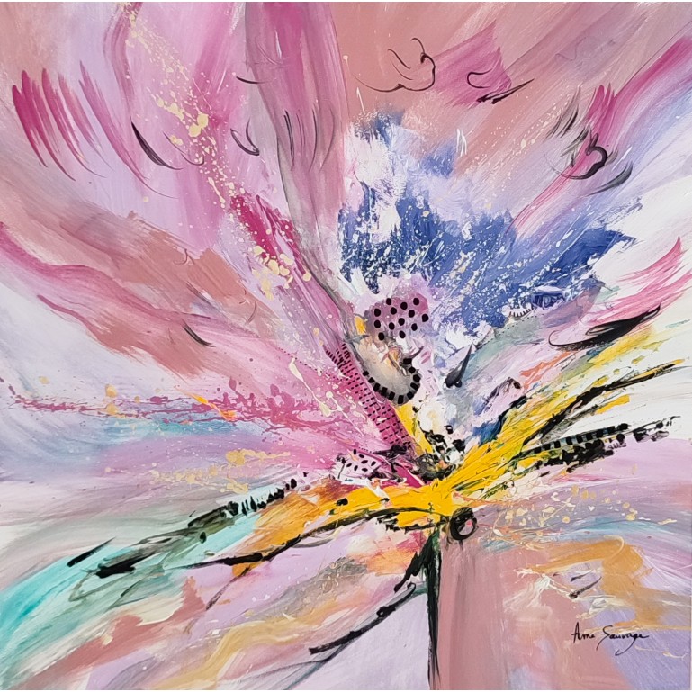 tableau abstrait rose