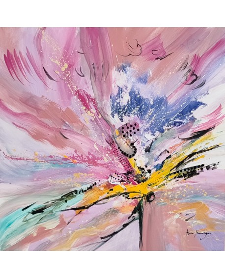 tableau abstrait rose