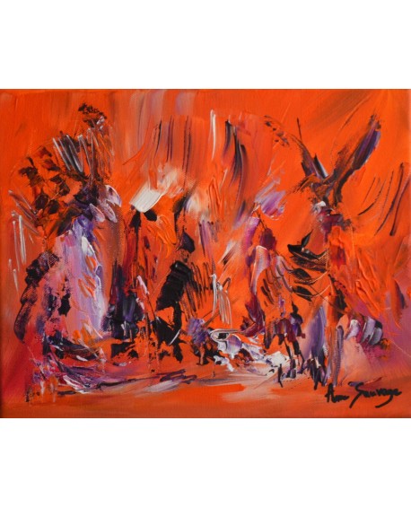 tableau abstrait orange