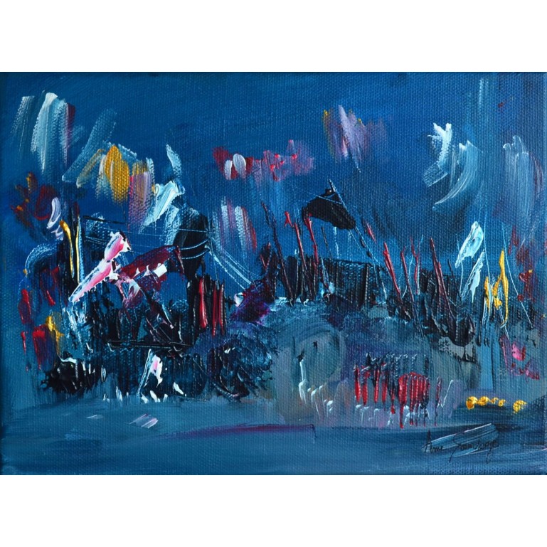 Paysage nature -Tableau abstrait bleu