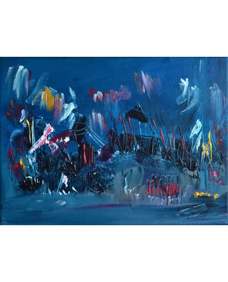 Paysage nature -Tableau abstrait bleu