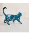 sculpture chat bleu coloré