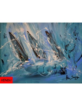 tableau abstrait voiliers