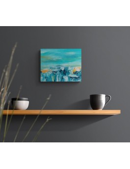 peinture abstraite bleu jaune