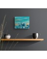 peinture abstraite bleu jaune