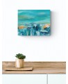 tableau abstrait jaune et bleu