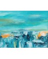 tableau abstrait jaune bleu moderne