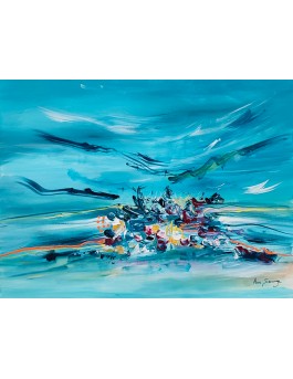 tableau abstrait bleu