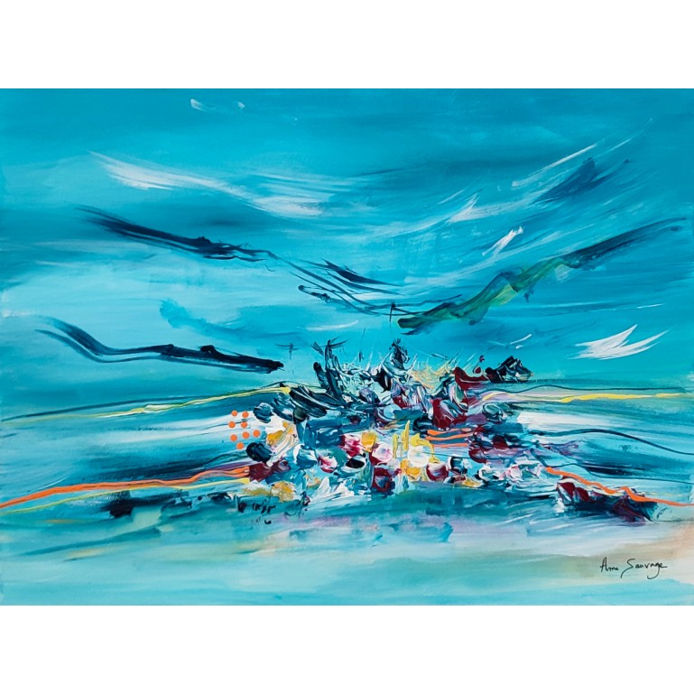 tableau abstrait bleu