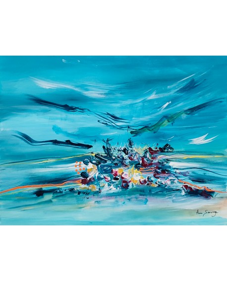 tableau abstrait bleu