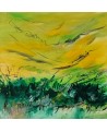tableau abstrait jaune et vert