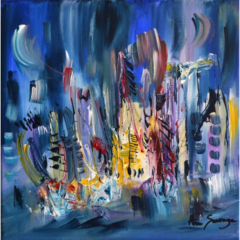 Tableau abstrait contemporain bleu