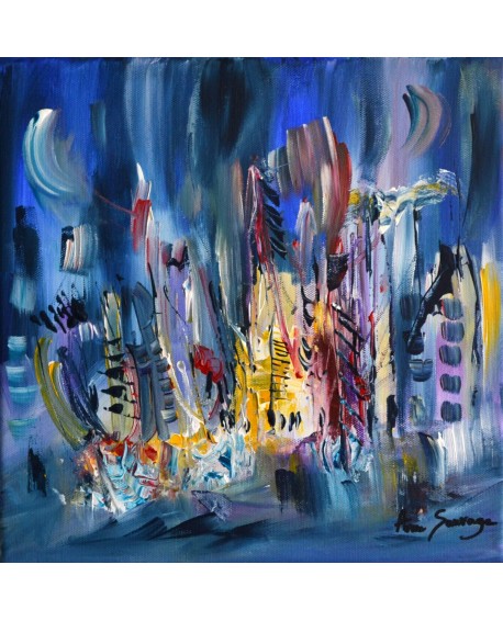 Tableau abstrait contemporain bleu