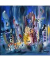 Tableau abstrait contemporain bleu