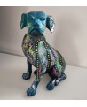 statue chien assis bois pop art